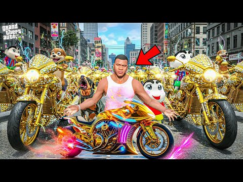 GTA 5: Franklin And Shinchan & Pinchan Stealing Rare Golden Superbikes in GTA 5! Bangla Gameplay