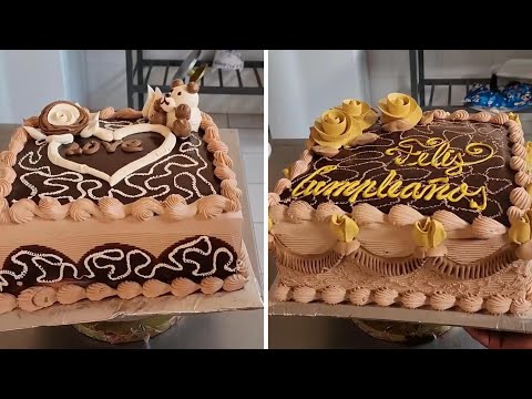 Hermosos diseños de tortas cuadradas con crema de chocolate