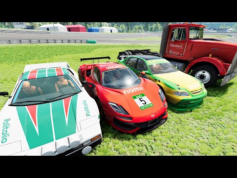 TRANSPORTING PIXAR CARS Police &FRUITS WITH COLORED & JOHN DEERE Truck TRACTORS - BeamNG.drive#1