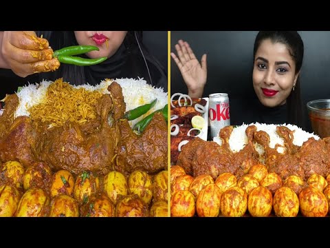 ASMR: SPICY🔥CHICKEN LEG PIECE CURRY, SPICY EGG ROAST WITH RICE | BIG BITES | *EATING SHOW*