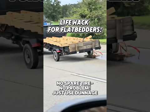 Life hack for truck drivers, in case you don’t have a spare tire. #truckdriver #trucking #flattire