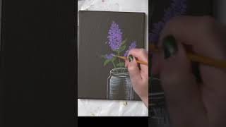 Lilac Branches in a Glass Jar at Night | Acrylic Speedpainting