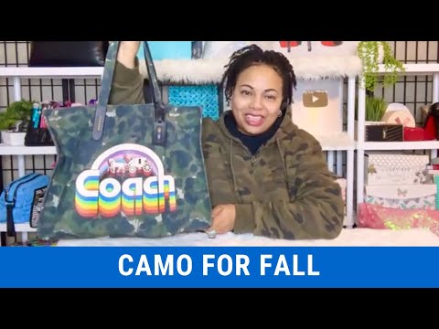 CAMO FOR FALL Coach 100 Percent Recycled Canvas Tote 42 Camo Print Rainbow Horse & Carriage #coach