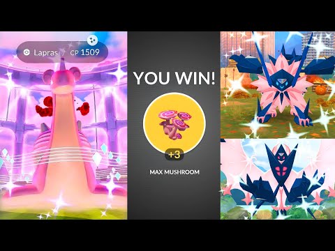 Shiny Gigantamax Lapras with Max Mushrooms & Unlimited Shiny Necrozma Fusions in pokemon go.