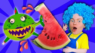 Om nom nom Fruits 🍌 🍎 🍍 with baby shark | Kids songs | Anuta Kids Channel