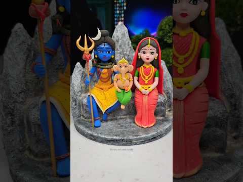Shiv Parvati ji and Ganesh ji making with clay 🌸  sawan special 🙏🏻 Har Har Mahadev #shorts #short