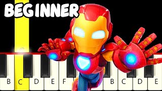 Iron Man and his Awesome Friends Theme - Fast and Slow (Easy) Piano Tutorial - Beginner