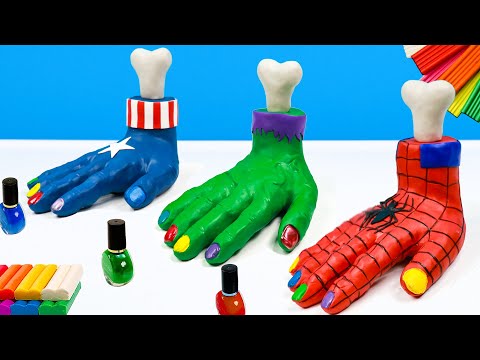 DIY Hand mashup superheroes Hulk, Spider-man, Captain America with Clay | Polymer Clay Tutorial