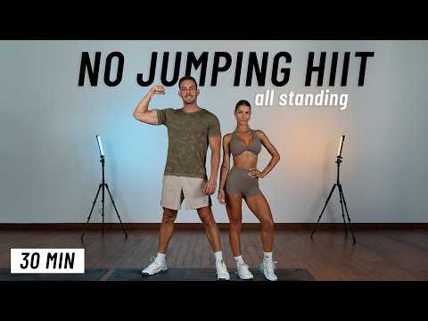 30 MIN NO JUMPING HIIT WORKOUT - ALL STANDING - Full Body, No Equipment, No Repeats