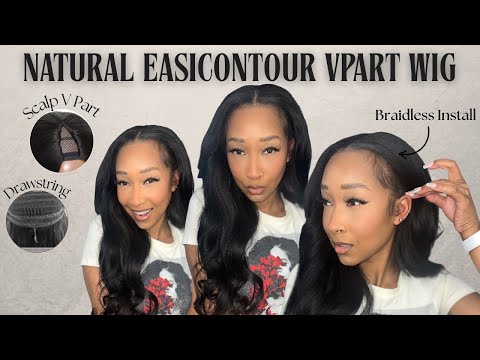 Upgraded! Super Natural Easi Contour V Part Wig. Braidless Install ft Unice Hair