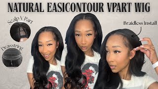 Upgraded! Super Natural Easi Contour V Part Wig. Braidless Install ft Unice Hair