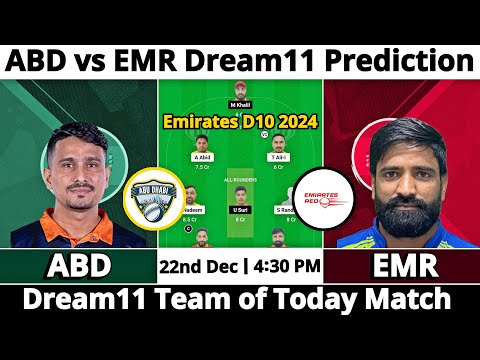 ABD vs EMR Dream11 Prediction | Dream11 Team Of Today Match | Dream11 Prediction Today Match