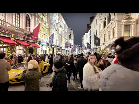 London's Mayfair Night Walk | A Stroll Through The Heart of London Luxury Shopping Streets [4K]