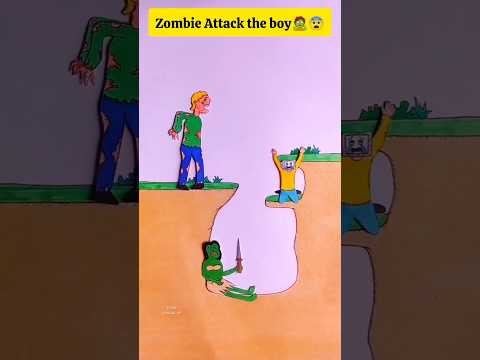 Zombie Attack 😨 credit:@cactus_art #art#story #moralstories #shorts #youtubeshorts