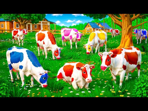 Colorful Super Cows vs Wild Animals! 🐄⚔️ Save the Farm from Lion, Tiger & Evil Bison 🦁🐯🐃