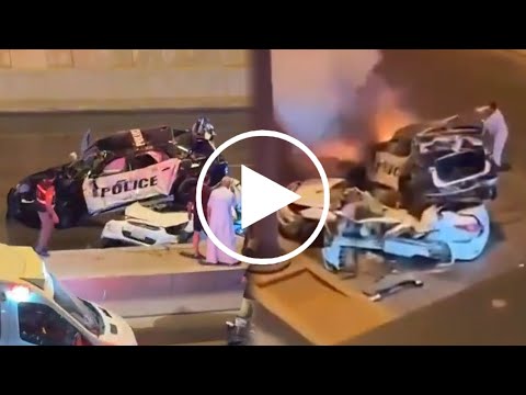 عاجل سقوط سيارة شرطة من أعلى جسر أثناء مطاردة مطلوب! بالقرب من تركي سكوير في الرياض يهز السعودية