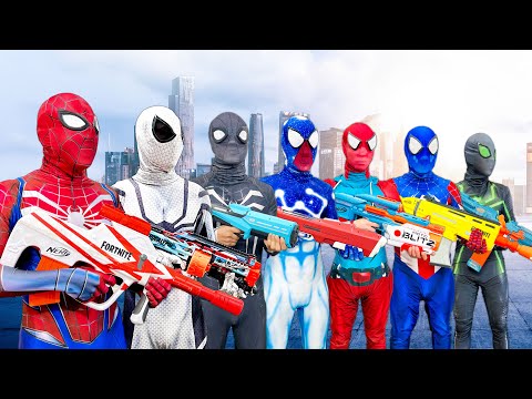 Wow , What If 7 Spider-Man in 1 House?? |  Hey All SuperHeroes , Go To Trainning To Get New Nerf Gun