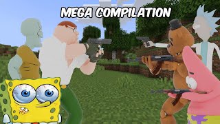 SpongeBob, Patrick, Goku, Sonic, Peter Griffin, and Squidward Argue About Minecraft Mega Compilation