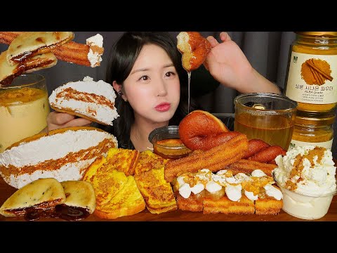 달콤 향긋, 꿀조합은 못참지👋 크림 가득 츄러스 & 와플 & 꽈배기 먹방 ASMR | EATING SOUNDS BREAD DESSERT MUKBANG