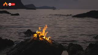 😴 Fall Asleep Fast | Gentle Fire Sounds at Sunset by the Beach