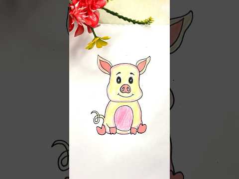 easy kids drawing 🐷 #shorts #funny #comedy #trending #art #reels #shortvideo #new#youtubeshorts #yt