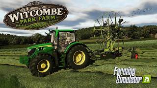 John Deere 6R 130 - Raking Grass For Silage ! Ep7 | Witcombe Park | FS25