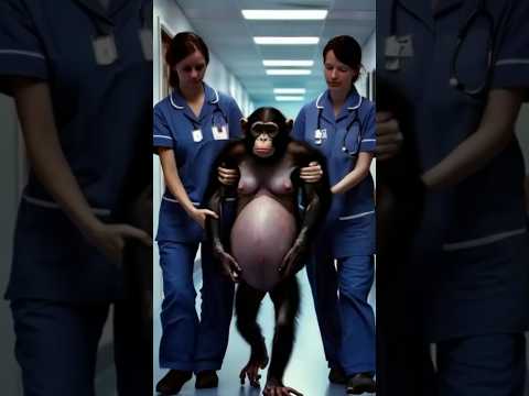 A pregnant black Monkey saves by Doctors in a village. #monkey #monkeylover #pregnant #humanity #ai