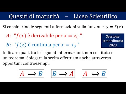 Maturità 2023 - Derivabilità e continuità - STRAORDINARIA - QUESITO 8