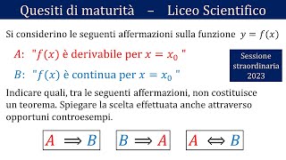 Maturità 2023 - Derivabilità e continuità - STRAORDINARIA - QUESITO 8