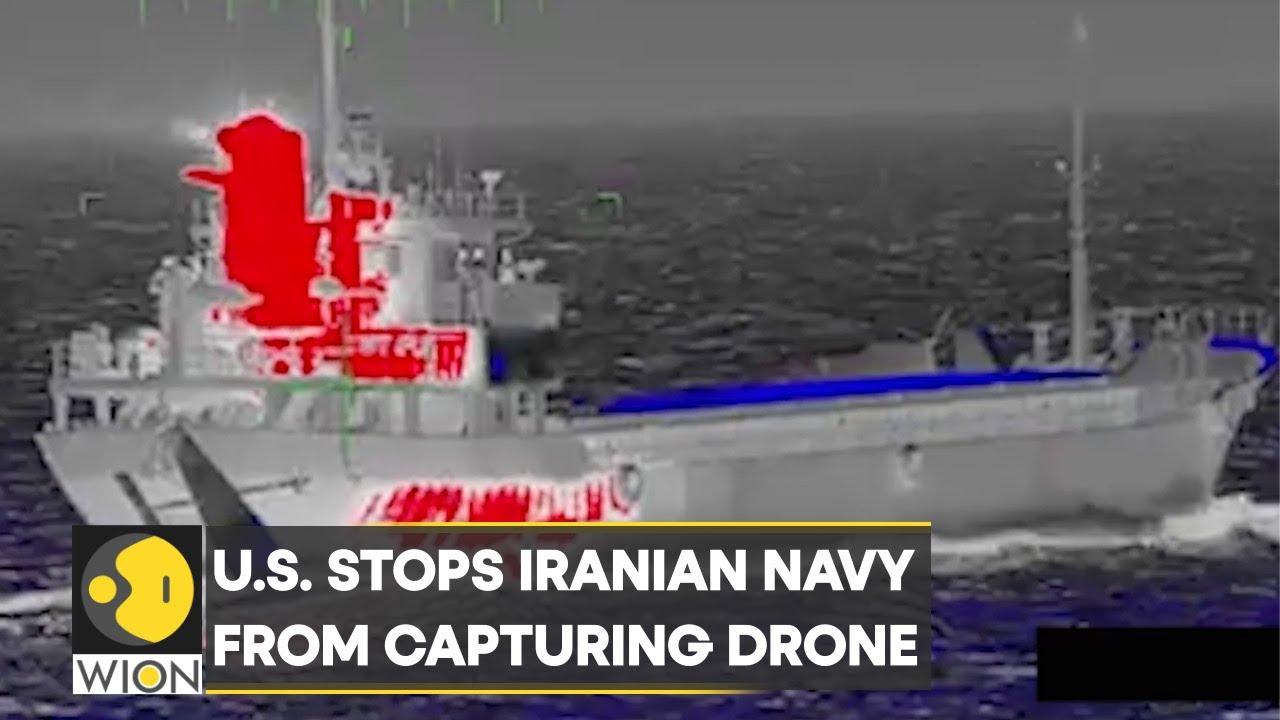 US Patrol Ship & Helicopter foil Iranian attempt to capture Drone