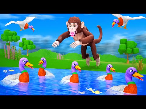 Crazy Monkey Pranks Wise Ducks & Crocodile - Hilarious Animal Comedy Cartoons You Can't Miss!