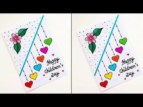 😍 cute 😍 white paper Happy children's day greeting card | DIY Childrens day handmade Card idea 2024