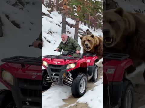 Snowy terror reverses as an American man rescues a bear cub trapped in mud. #rescue #wildlife