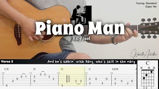 Piano Man - Billy Joel | Fingerstyle Guitar | TAB + Chords + Lyrics