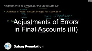 Adjustments of Errors in Final Accounts (III)