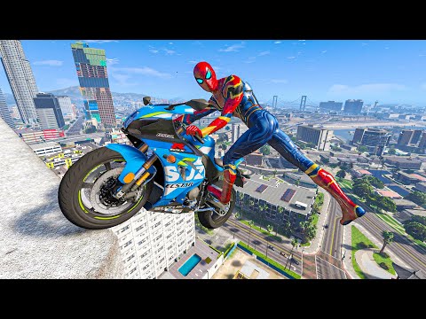 GTA 5 IRON SPIDERMAN Bike Ragdolls Compilation (Euphoria Physics Showcase)