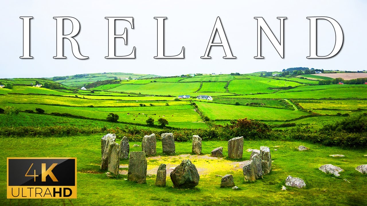 Flying over Ireland (4K UHD) - Soothing Piano Music With Spectacular Landscapes