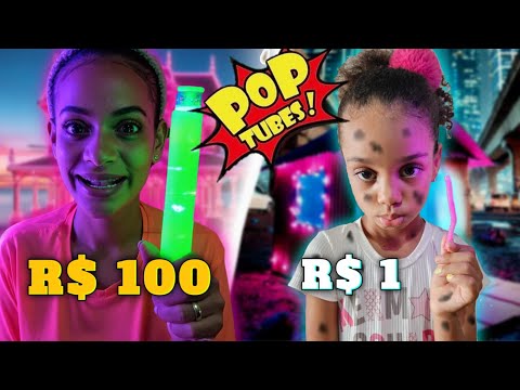 QUEM TEM O MELHOR BRINQUEDO POP TUBE?  DUELO DE TUBOS COLORIDOS! #shorts