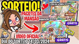 ✨💕SORTEIO VÍDEO OFICIAL ✨🌻 AVATAR WORLD SORTEIO DE PACOTE DA MANSÃO ✨🌻 SORTEIO NO DIA 14/03/2024😘💕
