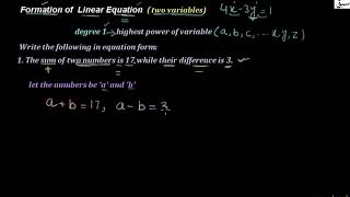 Recognizing and formation of  Linear Equations in One and Two Variables