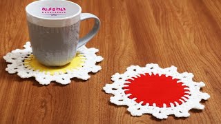 كوستر باسهل طريقة لدمج الكروشيه مع القماش #كروشيه_ريرى_فاروق
