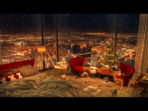 Christmas Vibes 🕯️🎄 Night Cozy Apartment Ambience - Relaxing Jazz Piano Music to Sleep, Work