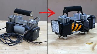 Modify Air Compressor for 18V Makita Battery + LED flashlight
