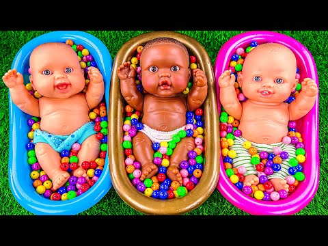 Oddly Satisfying Video | Full of 3 Rainbow BathTubs Candy with Make UP & Magic Slime | Cutting ASMR