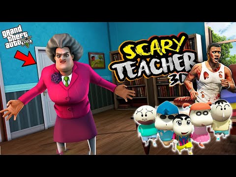 Franklin and Shinchan and his Friends Fight With Scary Teacher 3D For Save Avengers in GTA V !