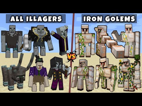 All Illagers vs All Iron Golems - Mutant & Titan Iron Golems vs Mutant Titan Illagers