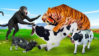 गर्भवती गाए का बछड़े की माँ बंदर और शेर से बदला | Sher Vs Bander Gaay Ka Bachda Jungle kahani