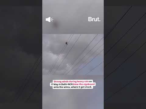 Watch how this lineman in Noida removed a signboard tangled on a high-tension wire…