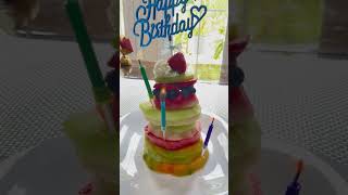 Fruit Tower Birthday Cake #fruitcake #happybirthday #birthdaycake #fruitsforhealth  #doityourown