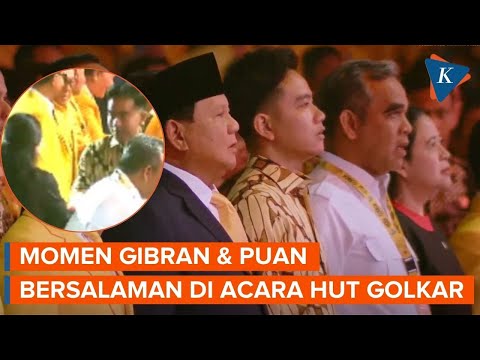 Momen Gibran dan Puan Maharani Salaman di Acara HUT Golkar